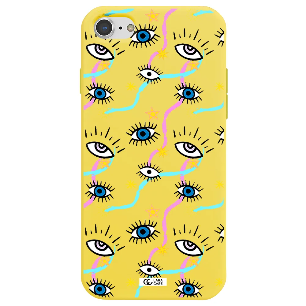 Eye And Ribbon Apple iPhone 8 Silicone canary yellow Case