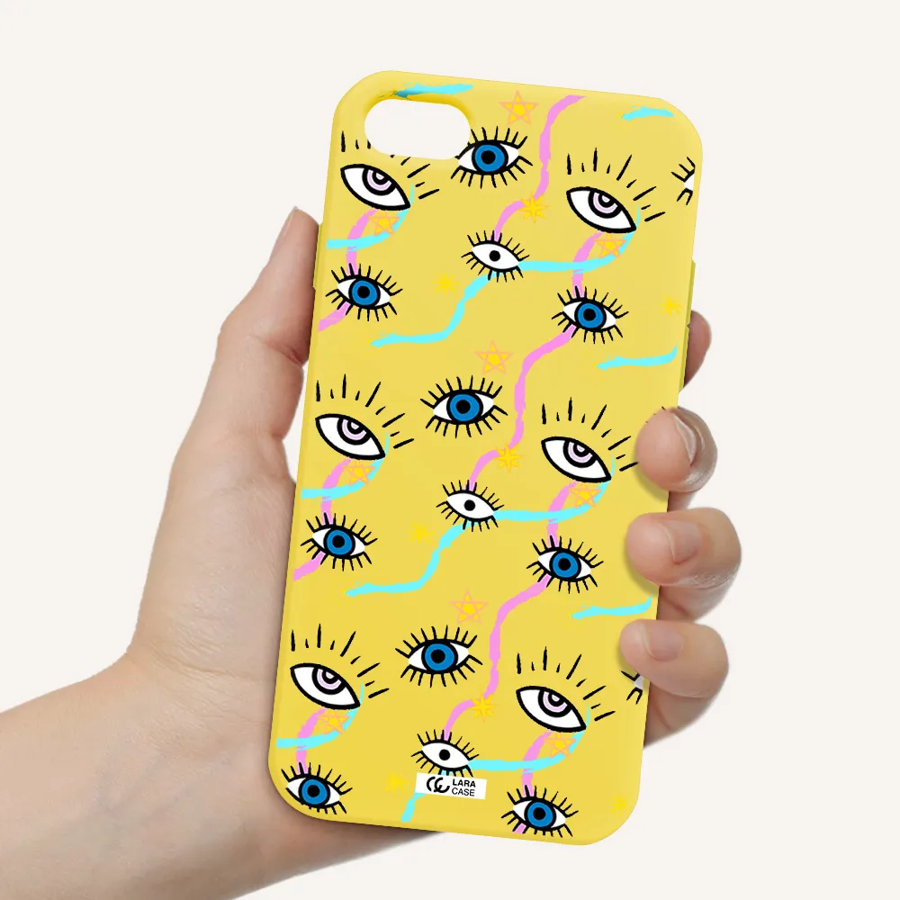 Eye And Ribbon Apple iPhone 8 Silicone canary yellow Case