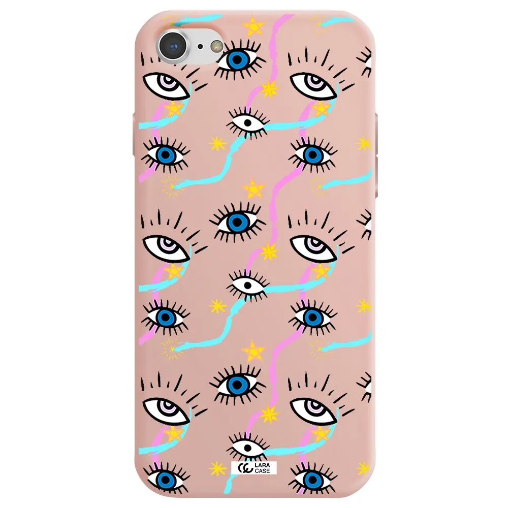 Eye And Ribbon Apple iPhone 8 Silicone pastel pink Case