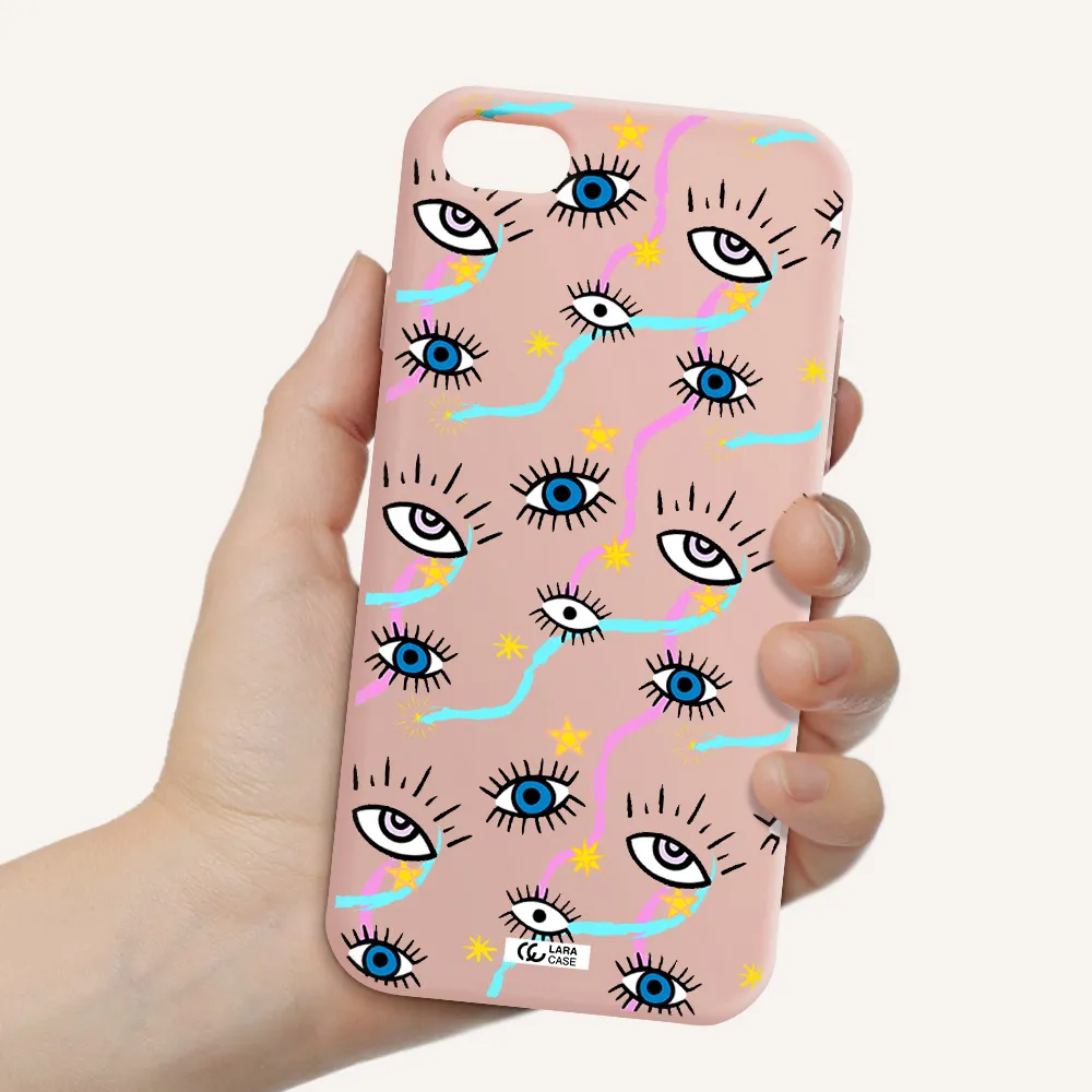 Eye And Ribbon Apple iPhone 8 Silicone pastel pink Case