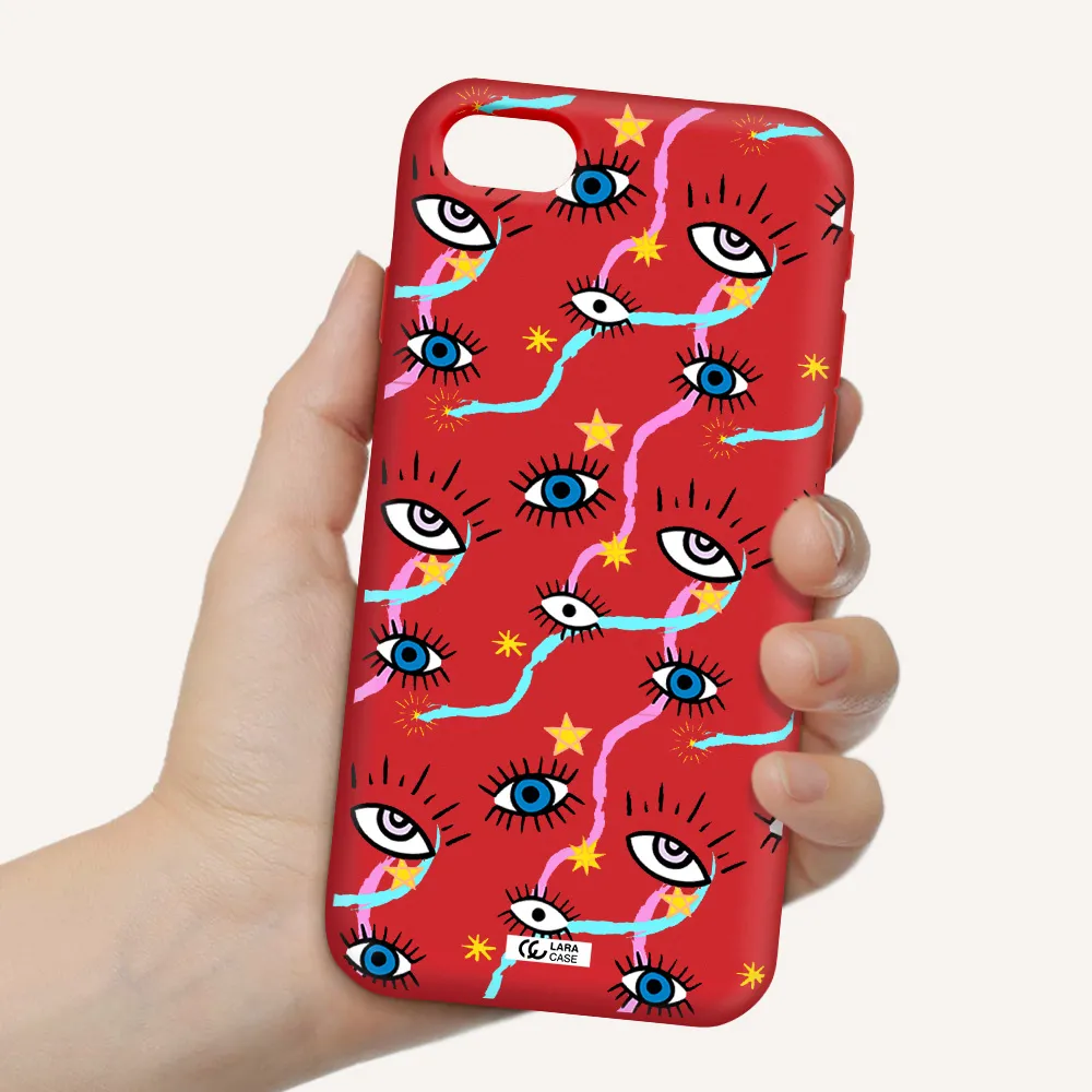 Eye And Ribbon Apple iPhone se 2020 Silicone Imperial Red Case