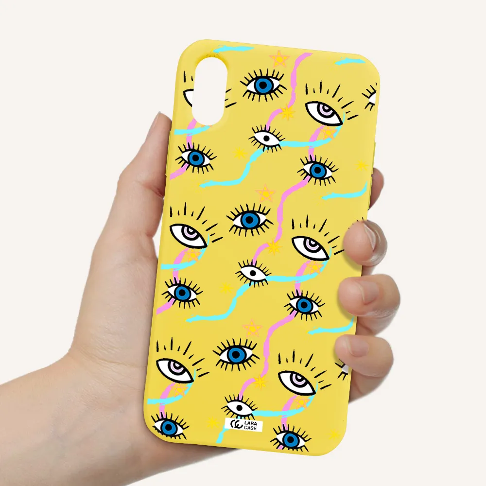 Eye And Ribbon Apple iPhone X Silicone canary yellow Case