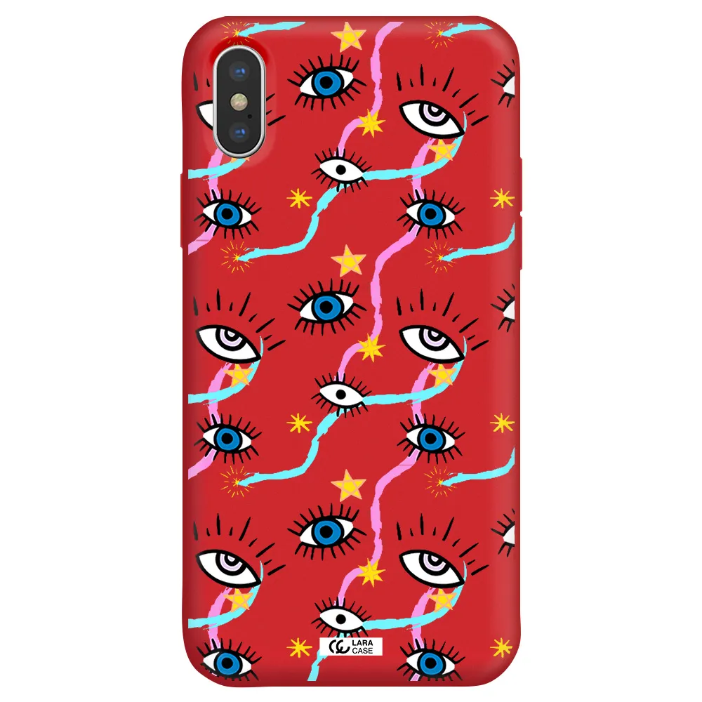 Eye And Ribbon Apple iPhone X Silicone Imperial Red Case