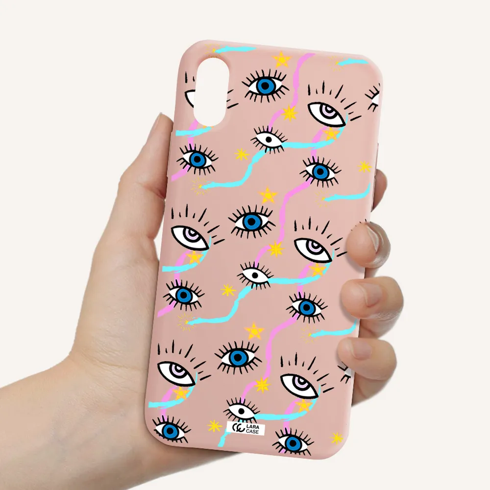 Eye And Ribbon Apple iPhone X Silicone pastel pink Case