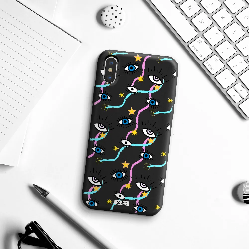 Eye And Ribbon Apple iPhone XS Silicone black Case
