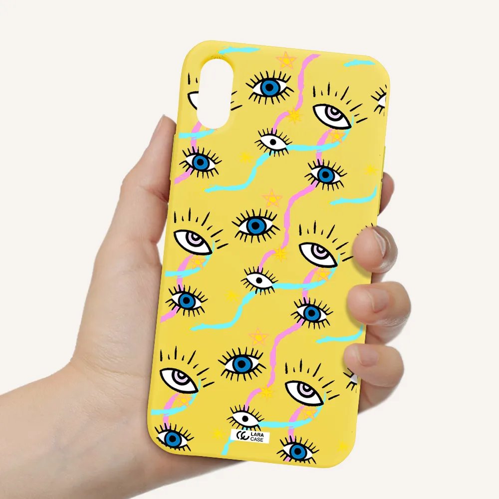 Eye And Ribbon Apple iPhone XS Silicone canary yellow Case