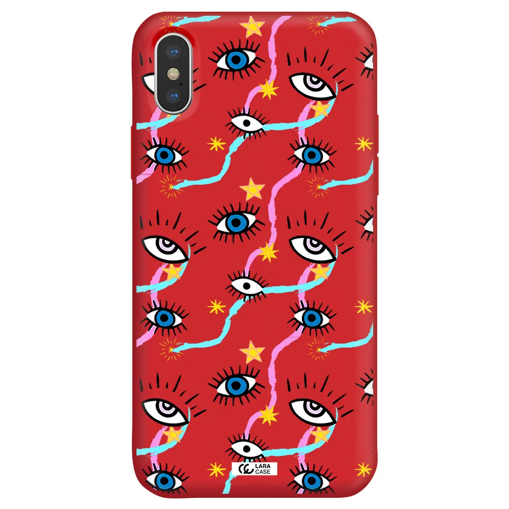 Eye And Ribbon Apple iPhone XS Silicone Imperial Red Case