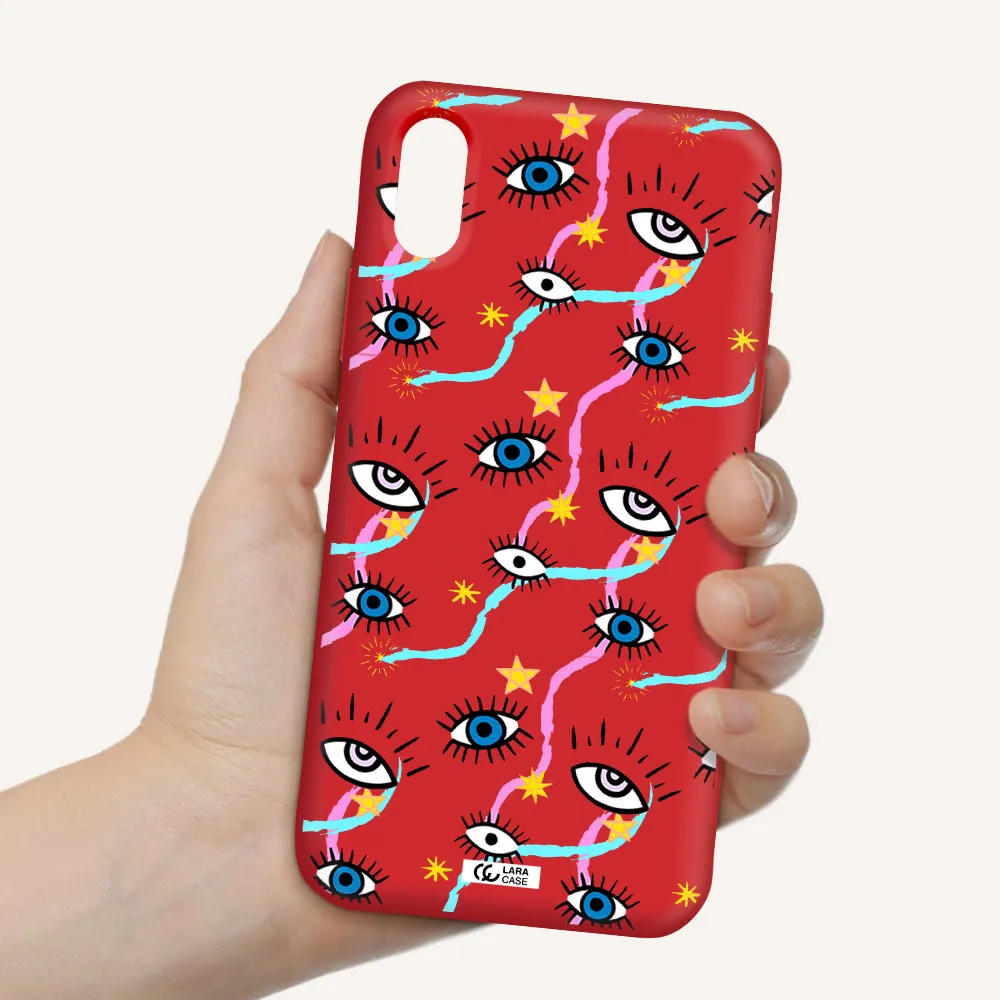 Eye And Ribbon Apple iPhone XS Silicone Imperial Red Case