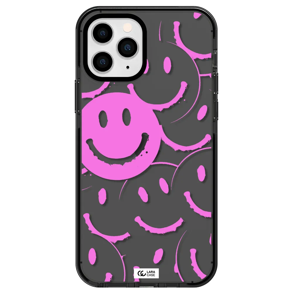 Smile Purple Apple iPhone 11 pro impact Smoke Black Case