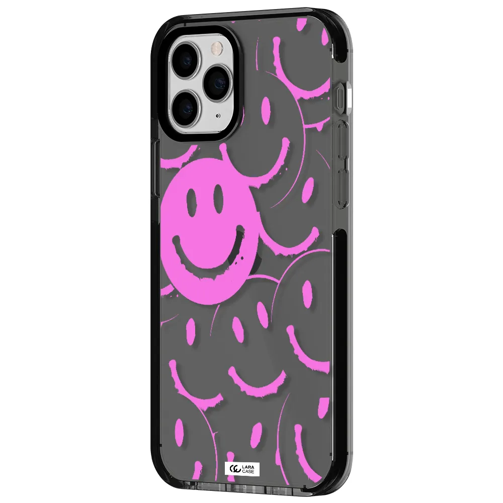 Smile Purple Apple iPhone 11 pro impact Smoke Black Case