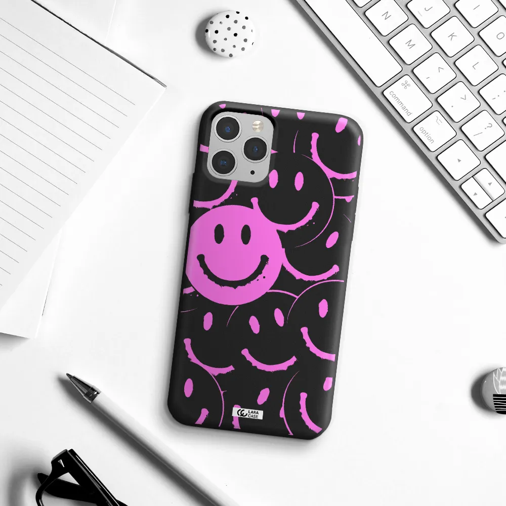 Smile Purple Apple iPhone 11 pro max Silicone black Case