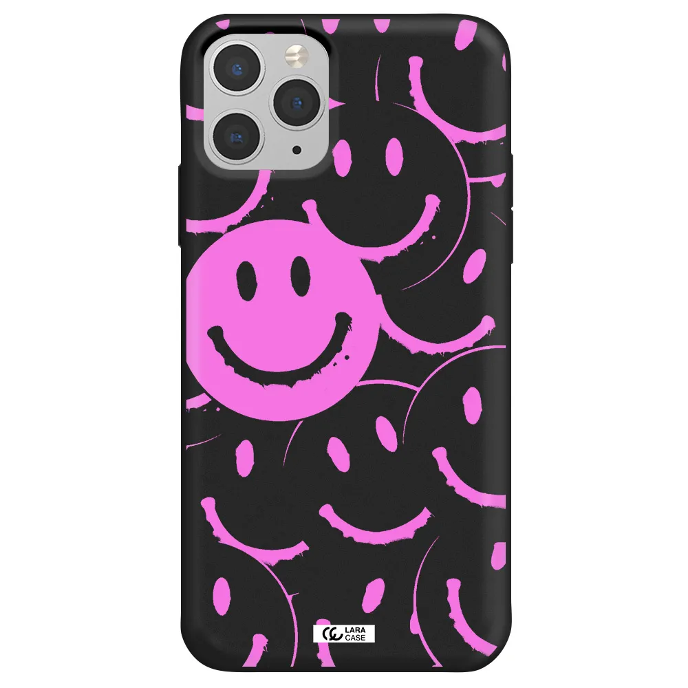 Smile Purple Apple iPhone 11 pro Silicone black Case