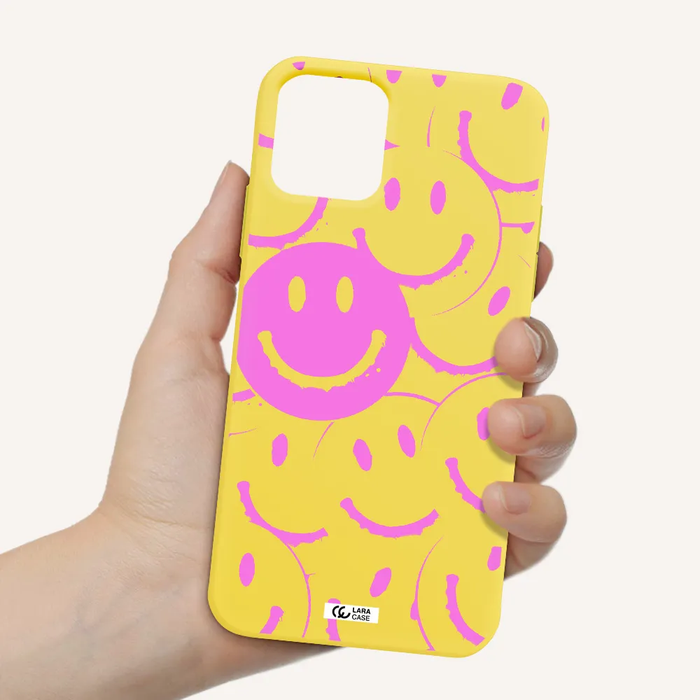 Smile Purple Apple iPhone 11 pro Silicone canary yellow Case