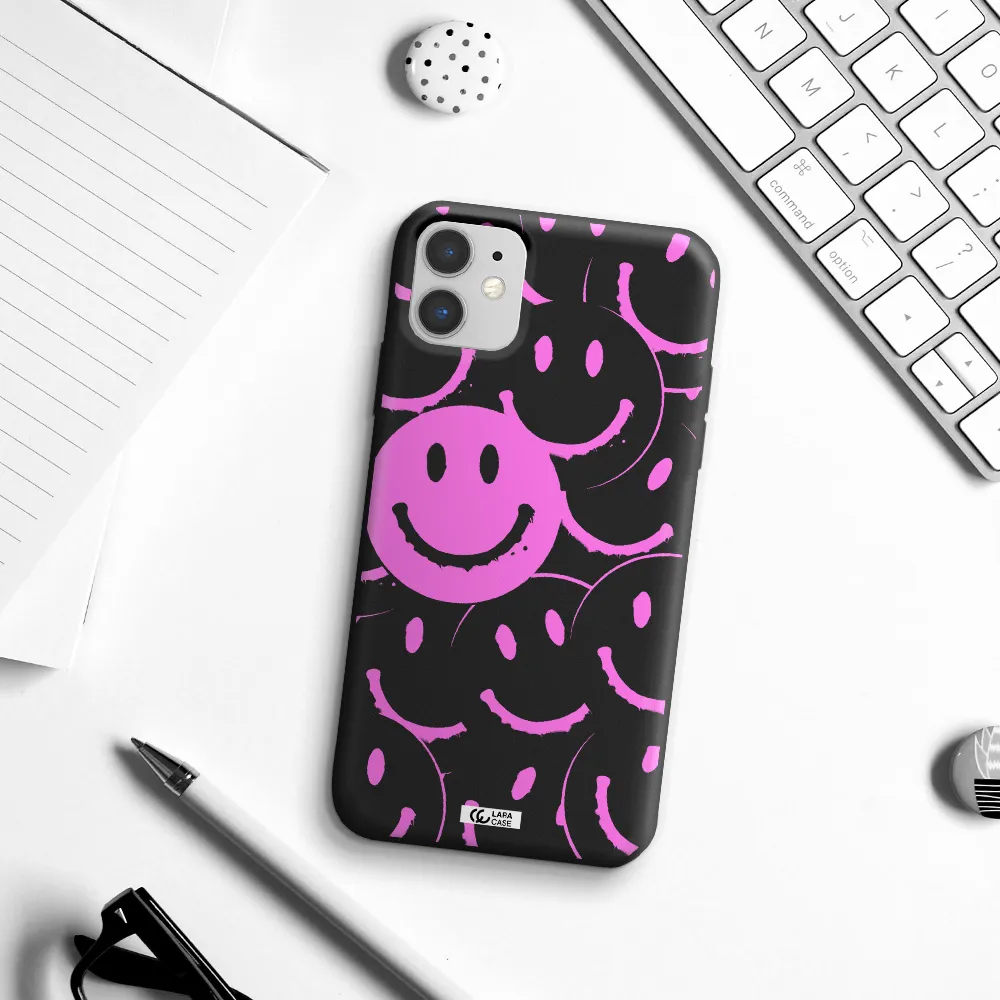Smile Purple Apple iPhone 11 Silicone black Case