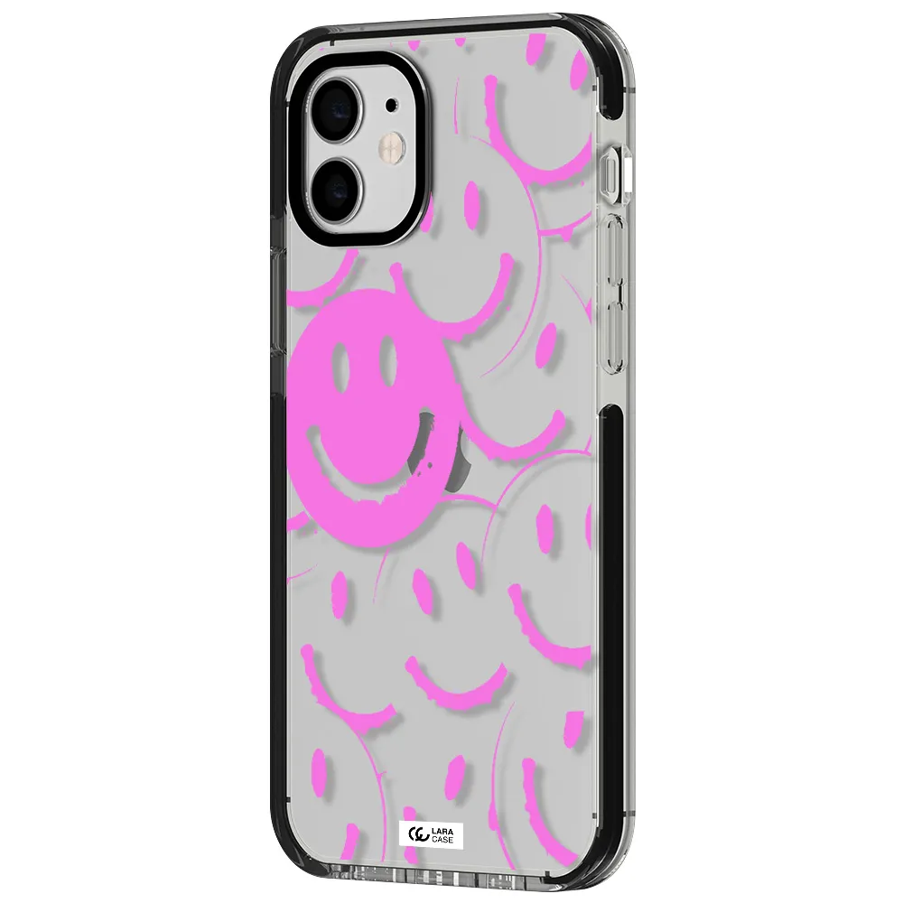 Smile Purple Apple iPhone 12 impact black border Case