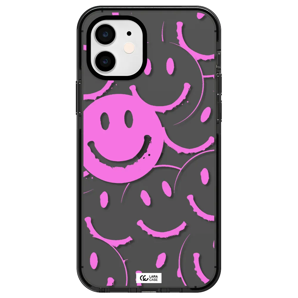 Smile Purple Apple iPhone 12 impact Smoke Black Case