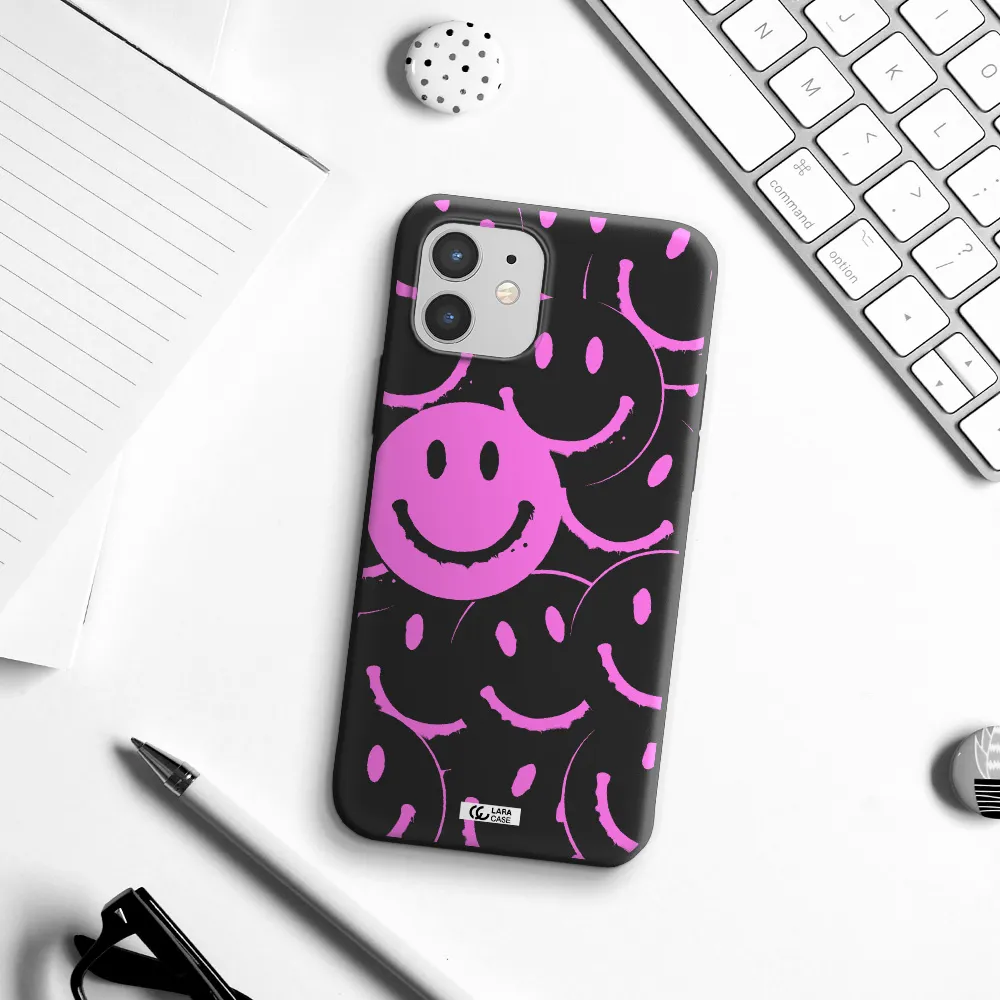 Smile Purple Apple iPhone 12 mini Silicone black Case