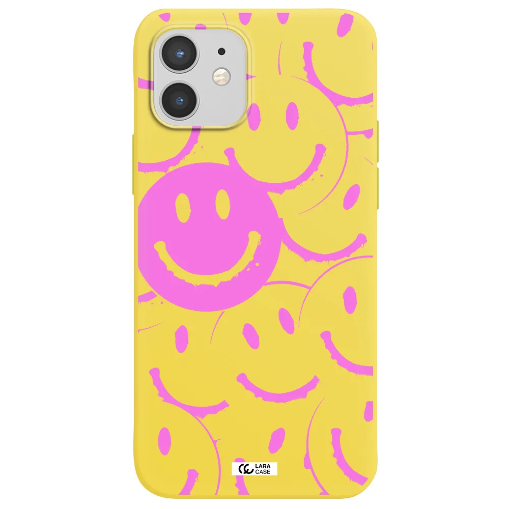 Smile Purple Apple iPhone 12 mini Silicone canary yellow Case