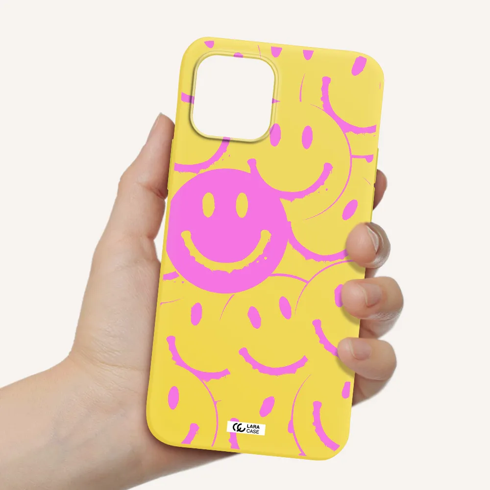 Smile Purple Apple iPhone 12 mini Silicone canary yellow Case