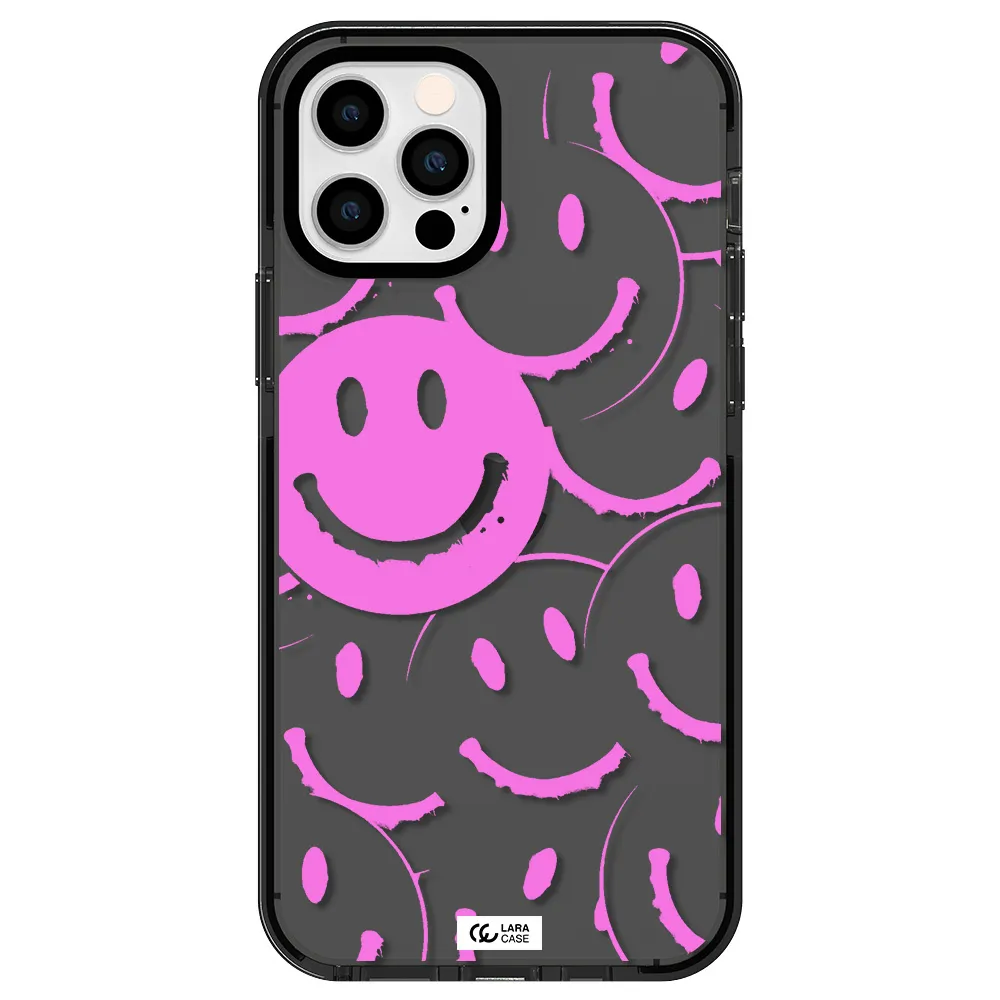 Smile Purple Apple iPhone 12 pro impact Smoke Black Case