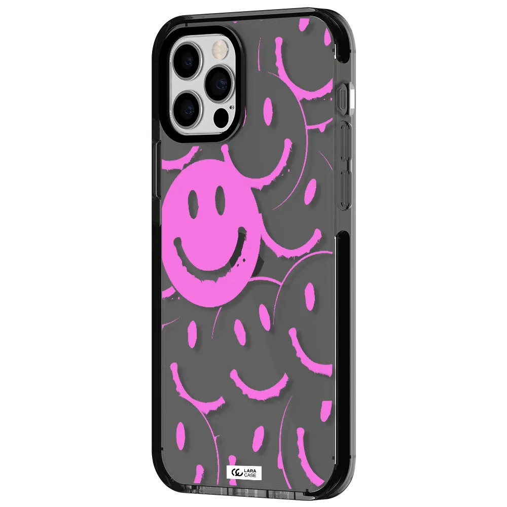 Smile Purple Apple iPhone 12 pro impact Smoke Black Case