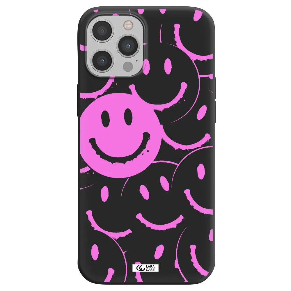 Smile Purple Apple iPhone 12 pro max Silicone black Case
