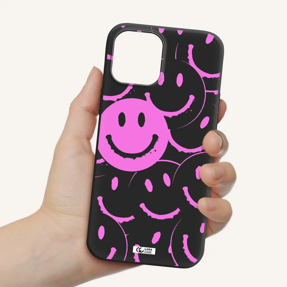Smile Purple Apple iPhone 12 pro Silicone black Case