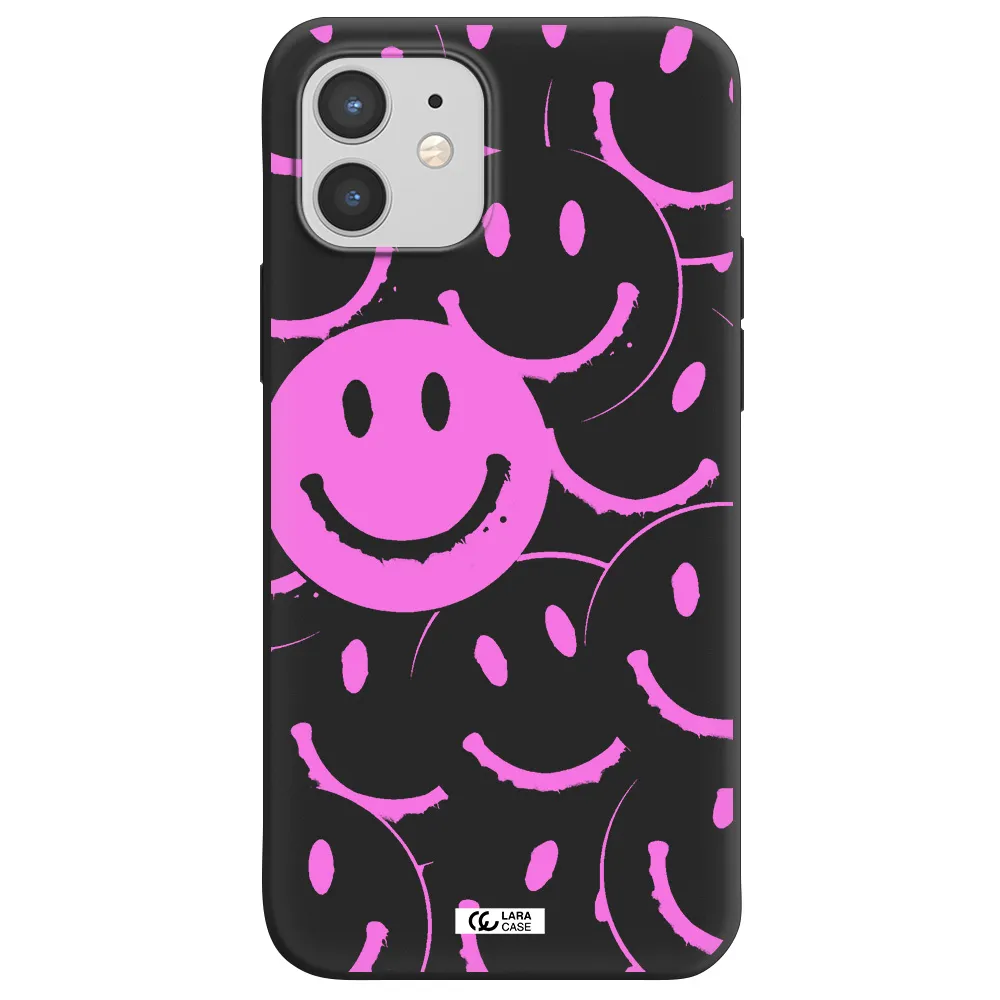 Smile Purple Apple iPhone 12 Silicone black Case