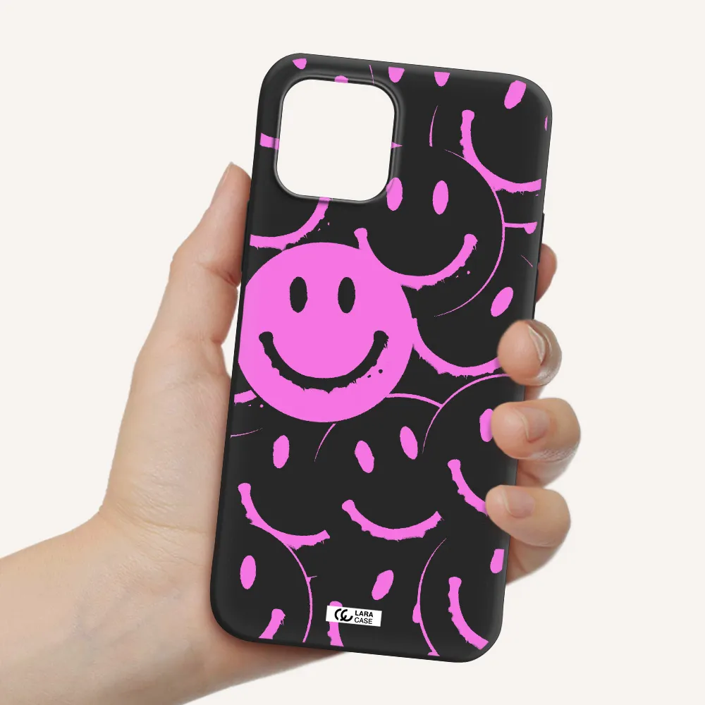 Smile Purple Apple iPhone 12 Silicone black Case