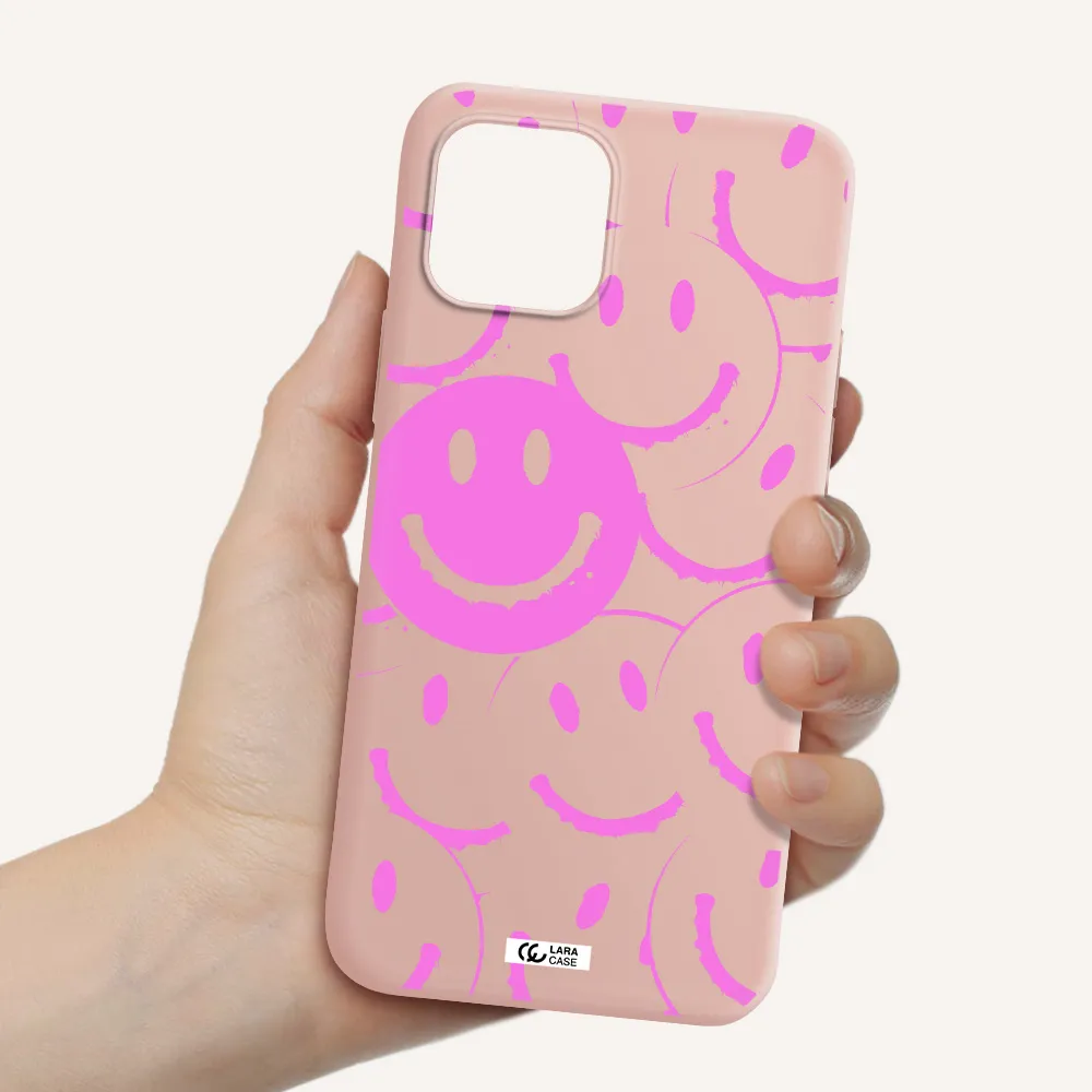Smile Purple Apple iPhone 12 Silicone pastel pink Case