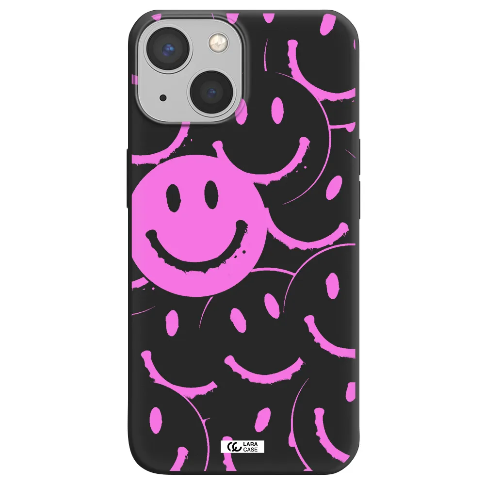 Smile Purple Apple iPhone 13 mini Silicone black Case