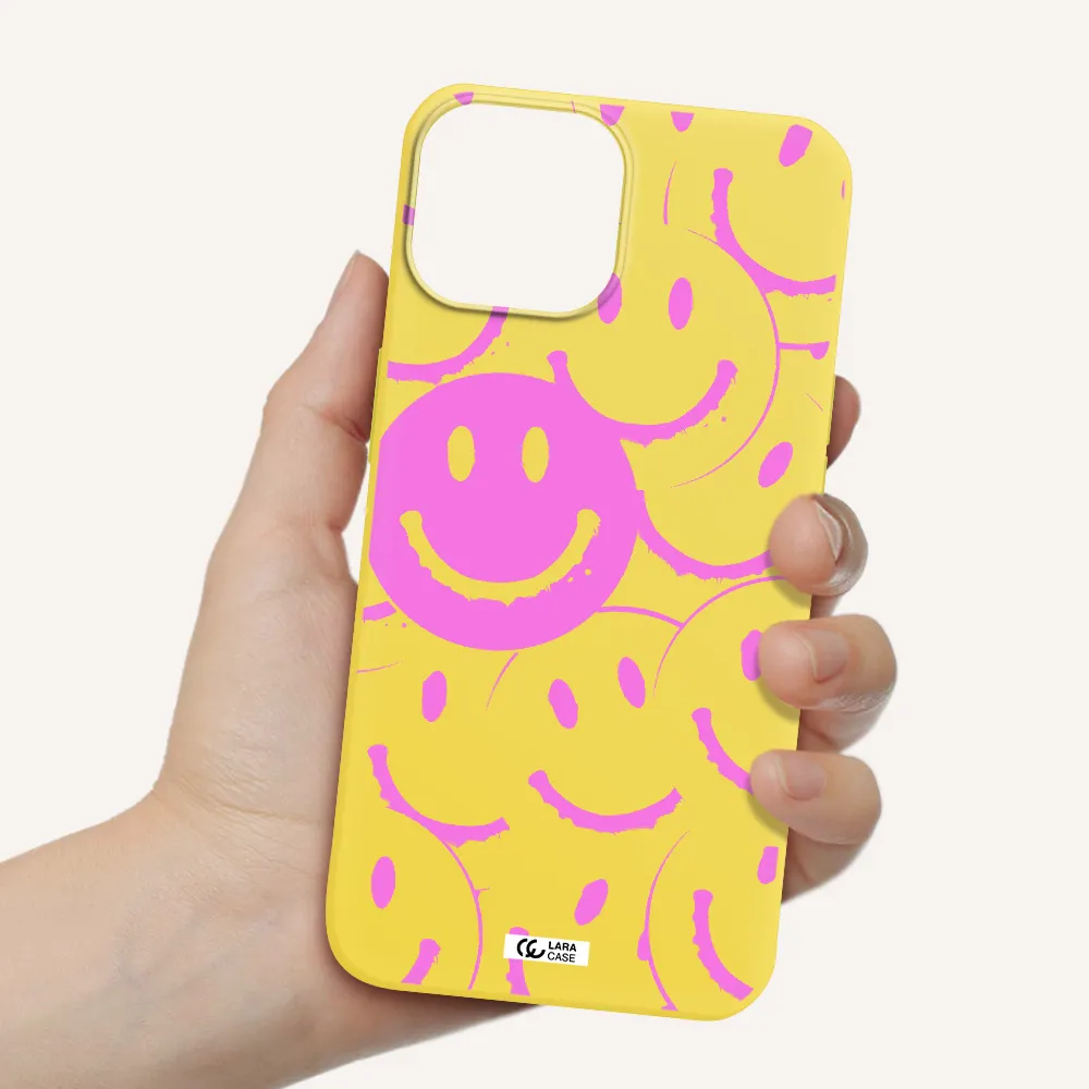 Smile Purple Apple iPhone 13 mini Silicone canary yellow Case