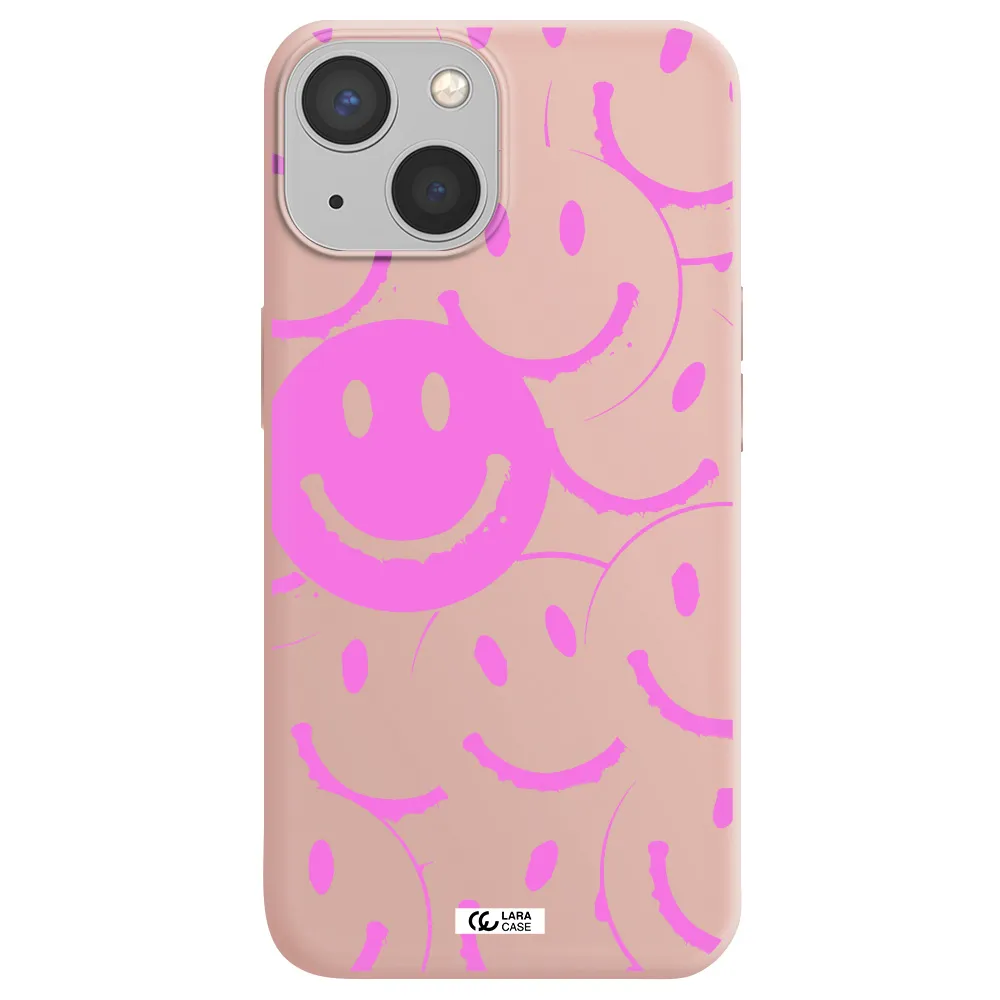 Smile Purple Apple iPhone 13 mini Silicone pastel pink Case