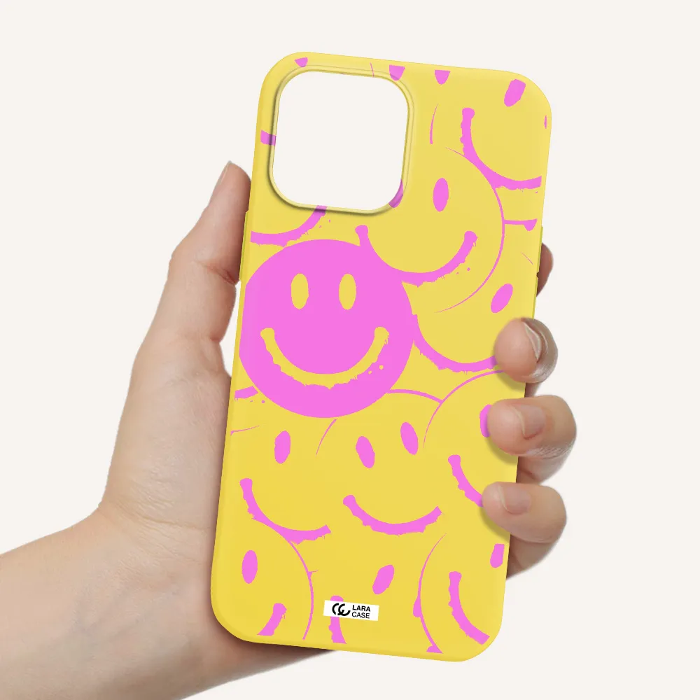 Smile Purple Apple iPhone 13 Pro Max Silicone canary yellow Case