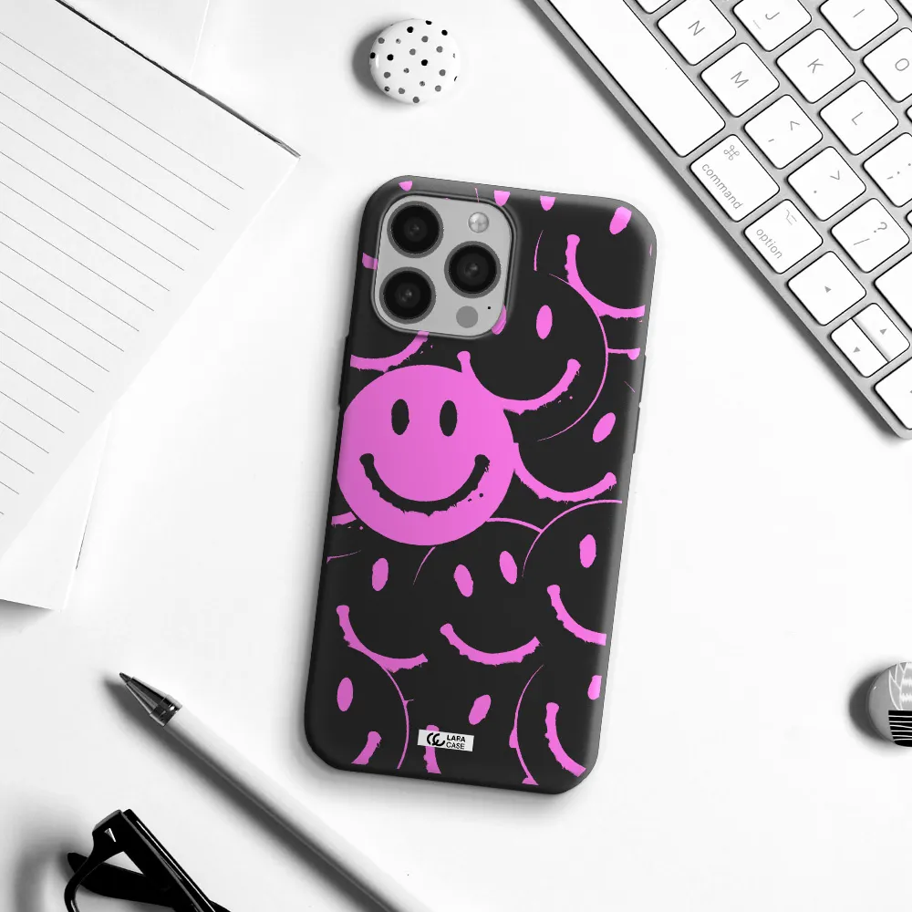 Smile Purple Apple iPhone 13 Pro Silicone black Case