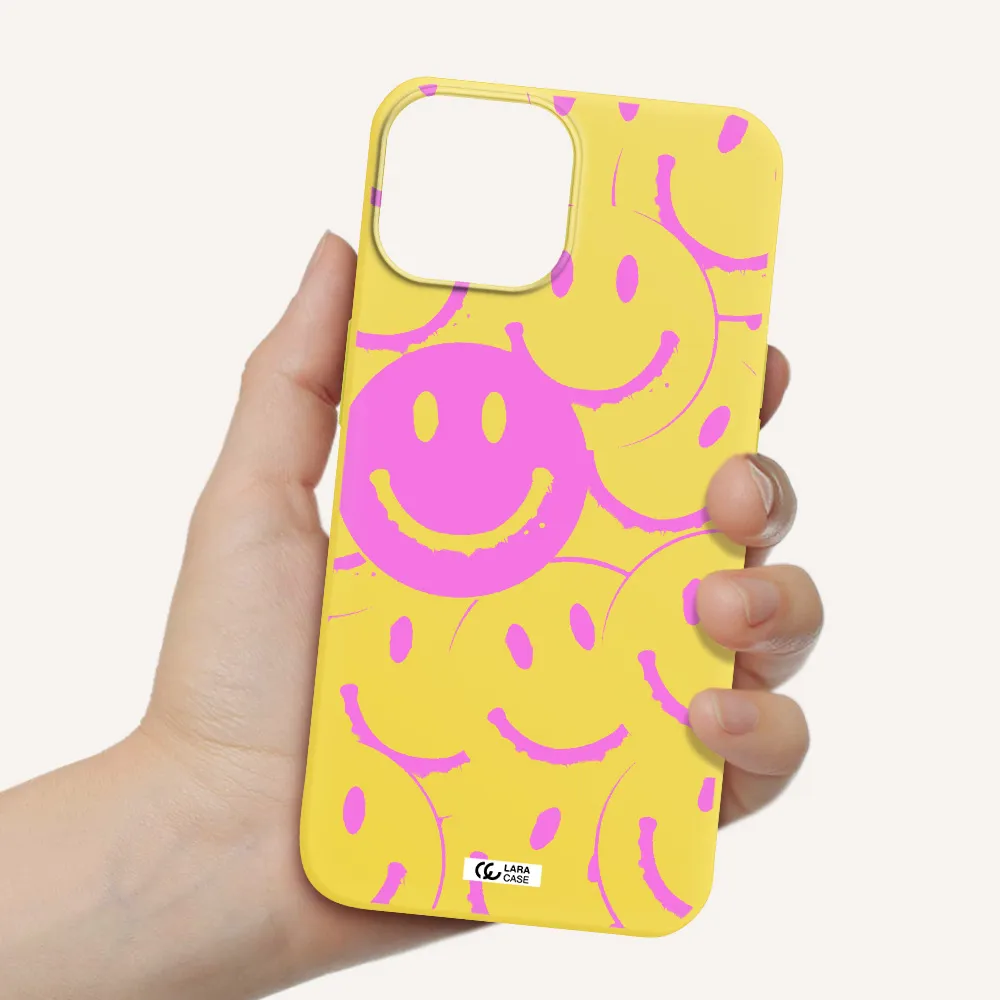 Smile Purple Apple iPhone 13 Silicone canary yellow Case