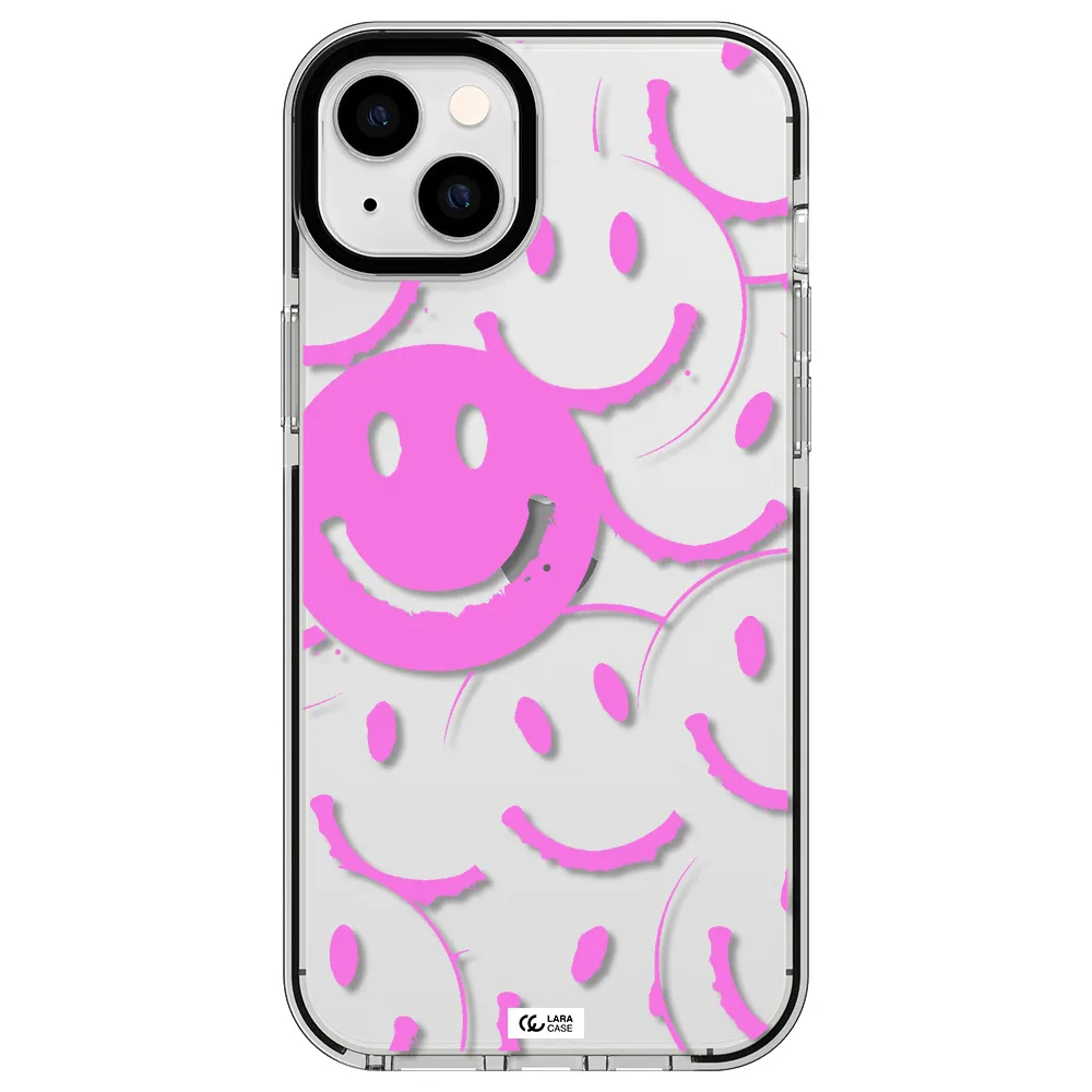 Smile Purple Apple iPhone 14 plus impact black border Case