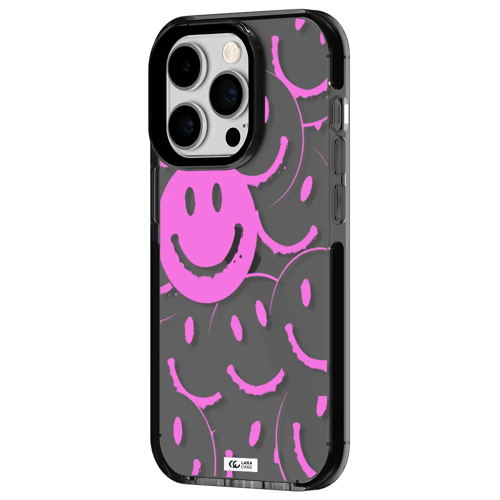 Smile Purple Apple iPhone 14 pro impact Smoke Black Case