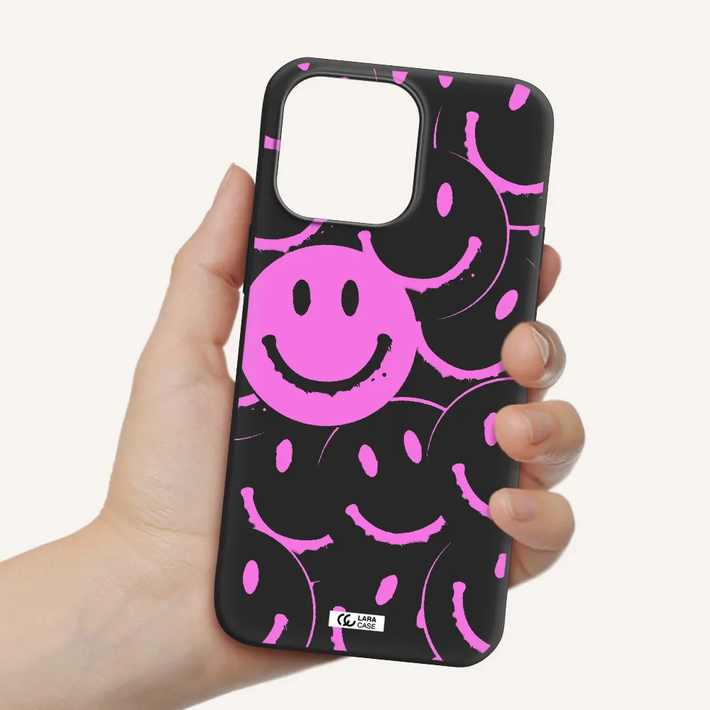 Smile Purple Apple iPhone 14 pro max Silicone black Case