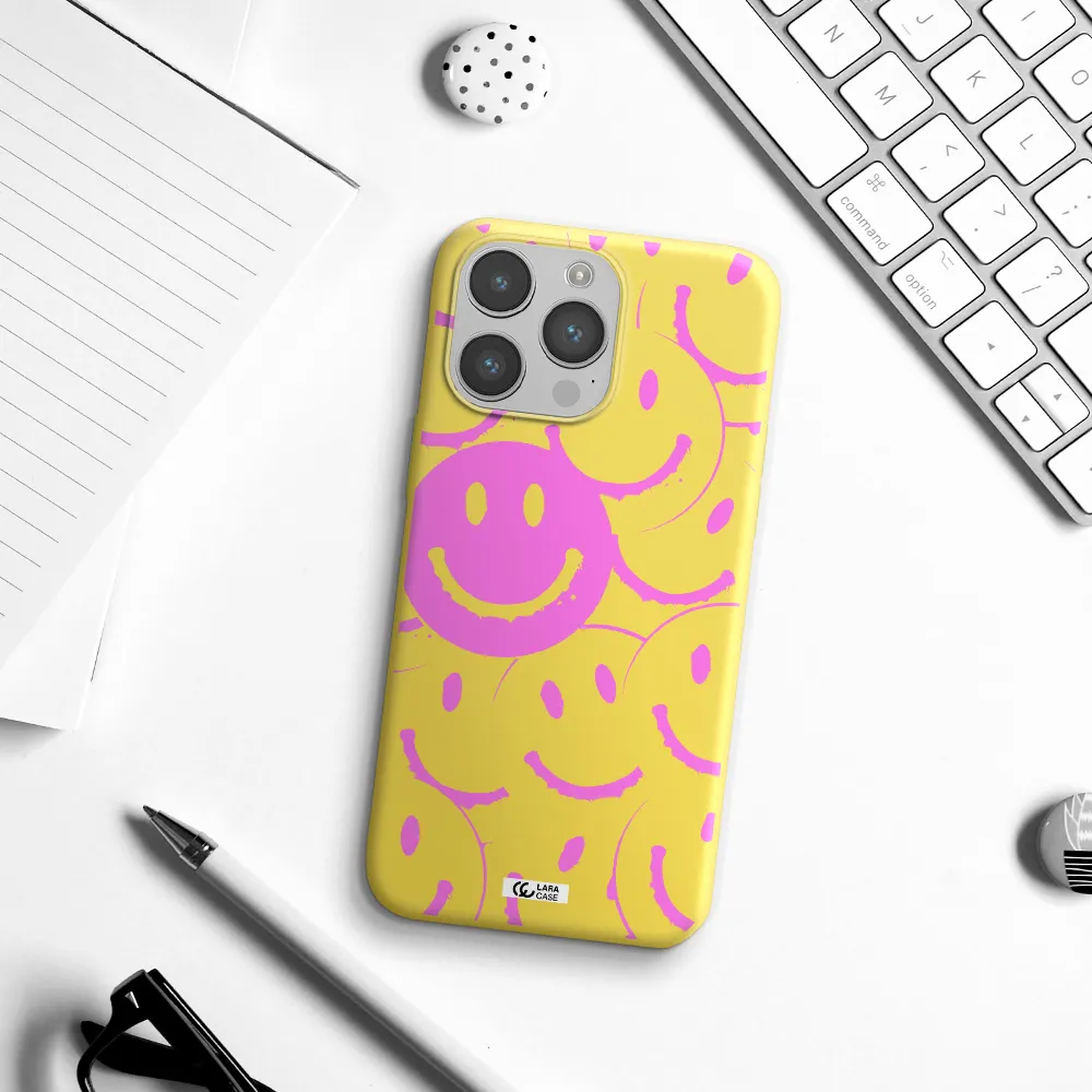 Smile Purple Apple iPhone 14 pro max Silicone canary yellow Case