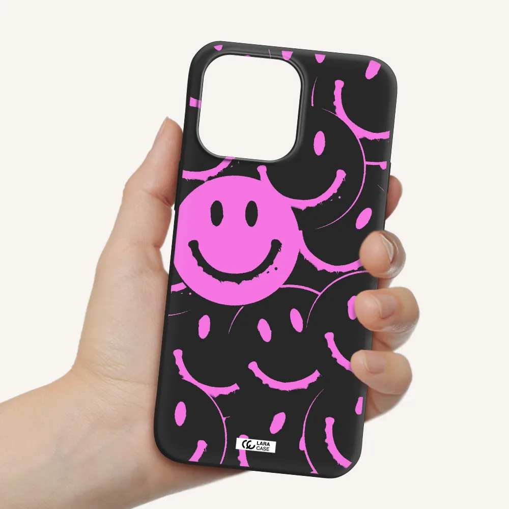 Smile Purple Apple iPhone 14 pro Silicone black Case