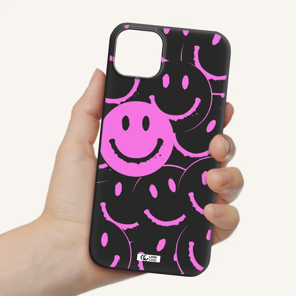 Smile Purple Apple iPhone 14 Silicone black Case