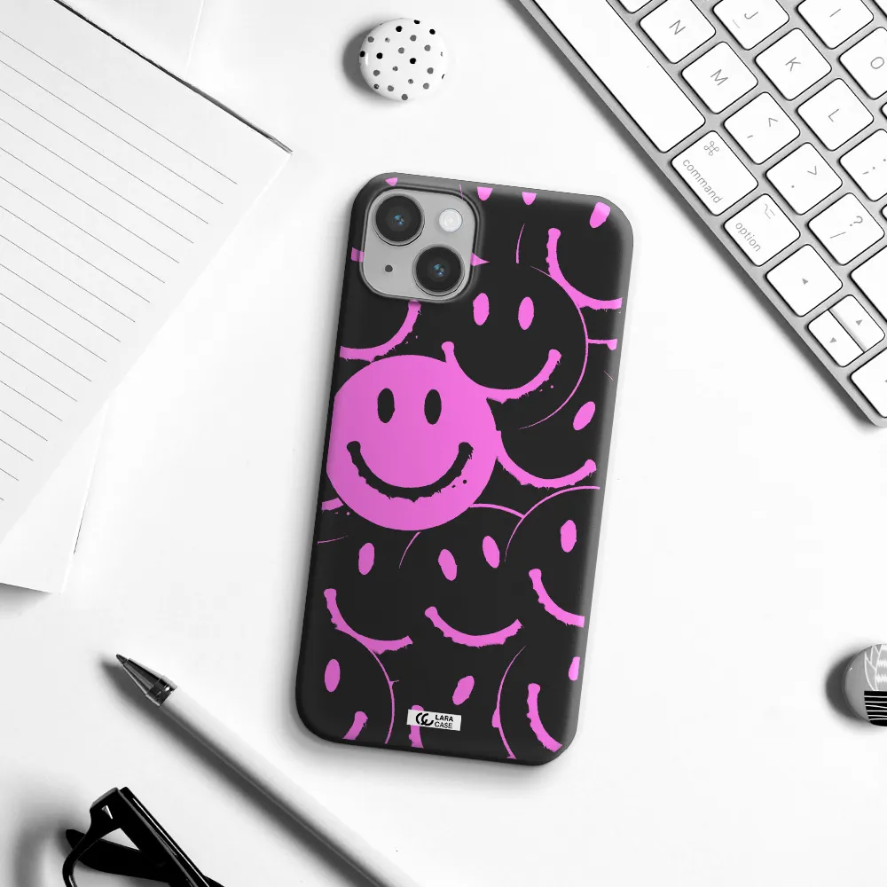 Smile Purple Apple iPhone 14 Silicone black Case