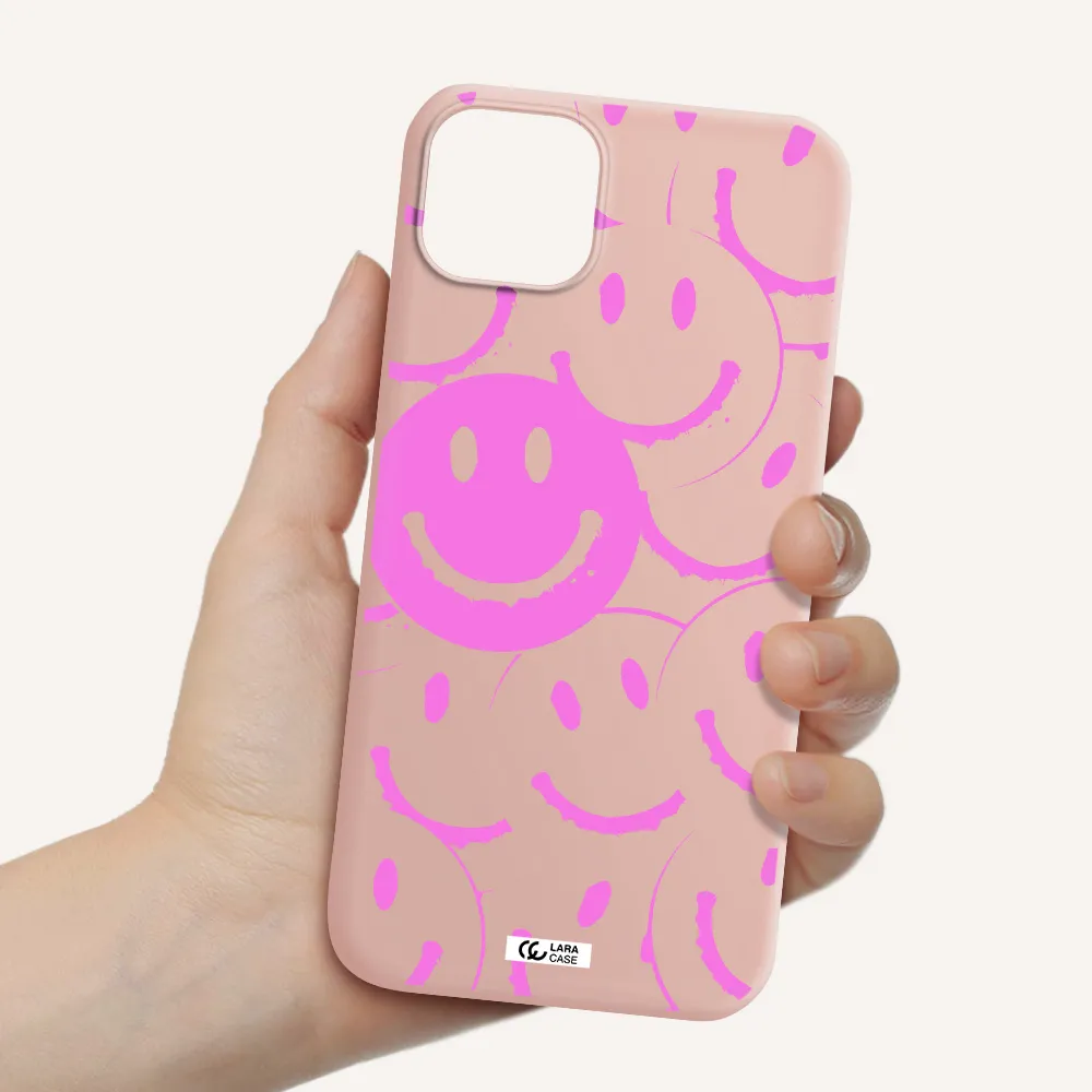 Smile Purple Apple iPhone 14 Silicone pastel pink Case
