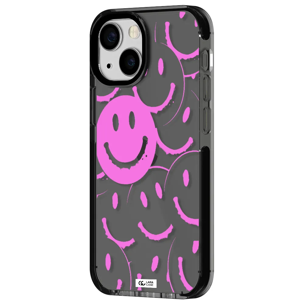 Smile Purple Apple iPhone 15 impact Smoke Black Case