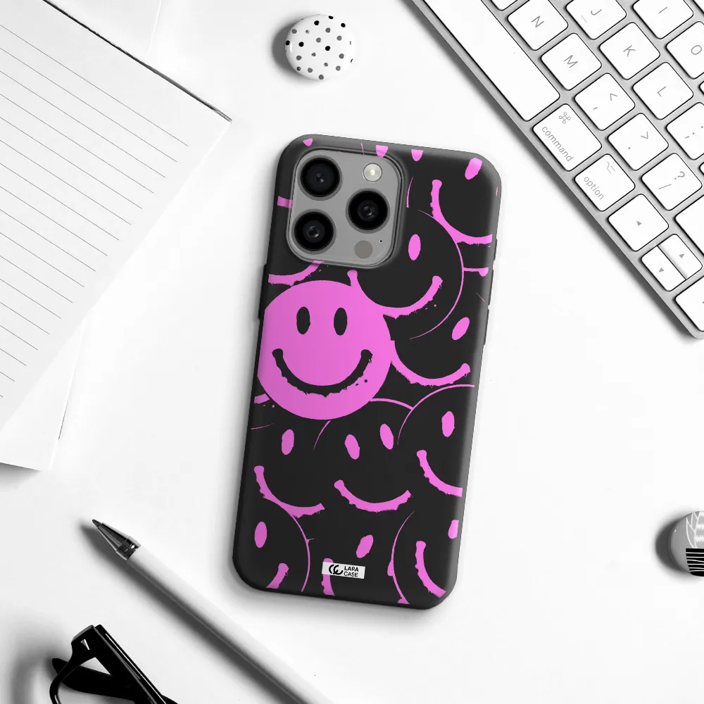 Smile Purple Apple Iphone 15 Pro max Silicone black Case
