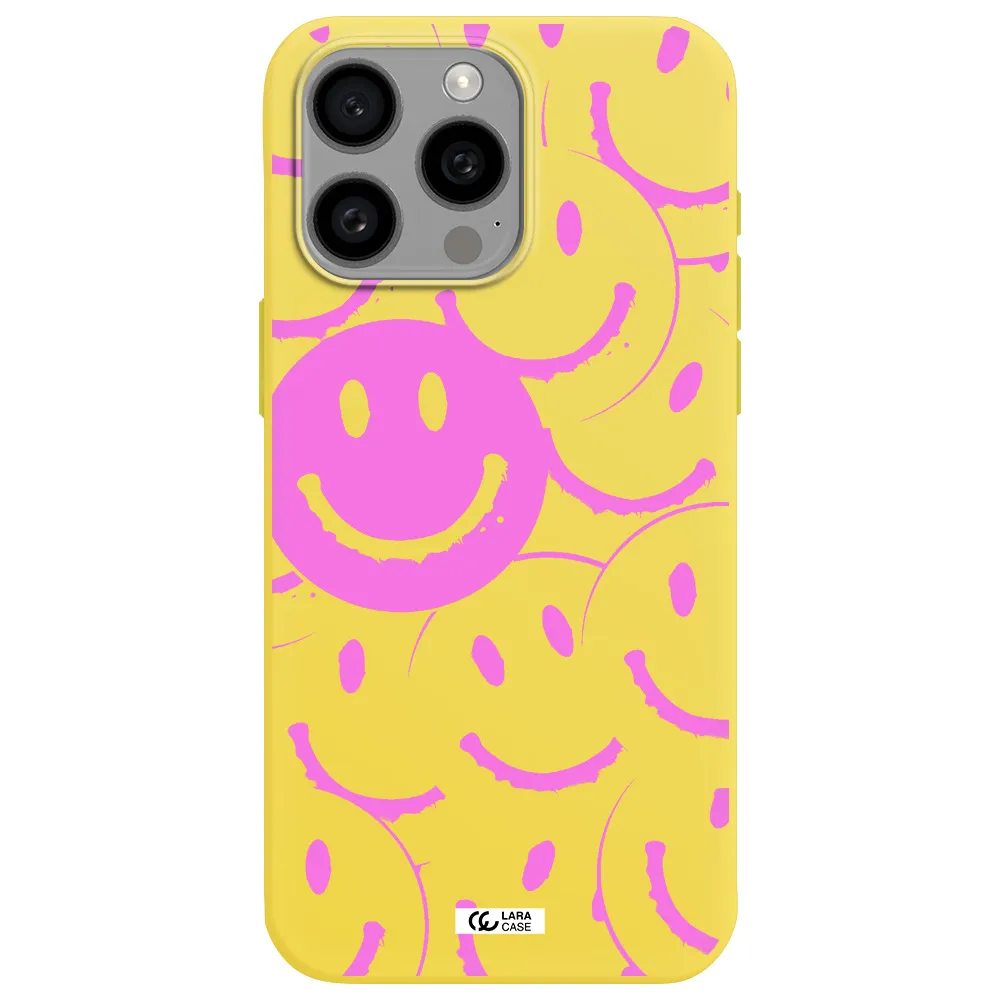 Smile Purple Apple Iphone 15 Pro max Silicone canary yellow Case