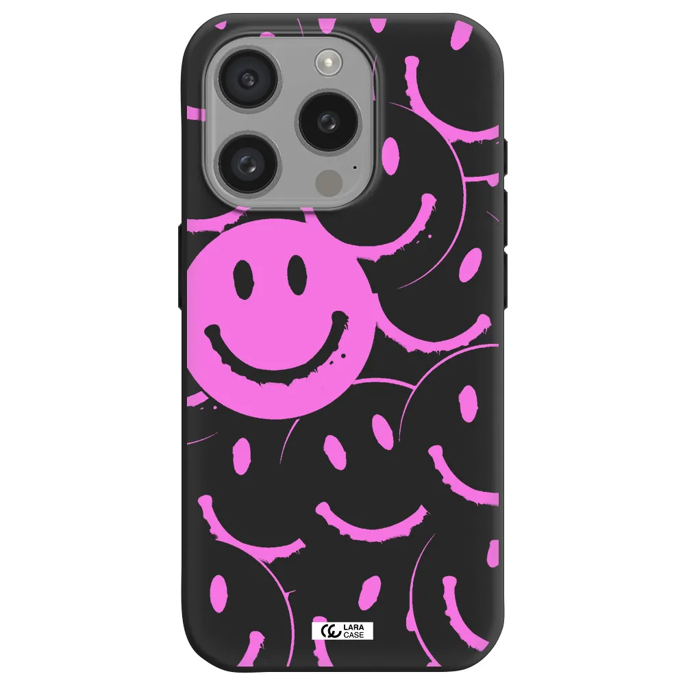 Smile Purple Apple Iphone 15 Pro Silicone Black Case