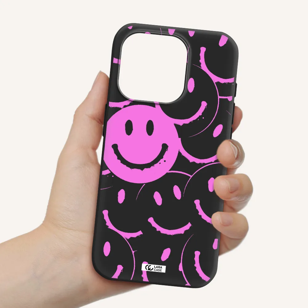 Smile Purple Apple Iphone 15 Pro Silicone Black Case
