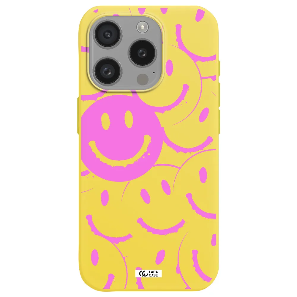 Smile Purple Apple Iphone 15 Pro Silicone Canary Yellow Case